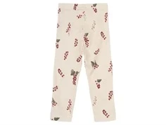 Råhvide leggings fra Petit Piao med print af røde sommer ribs PP202 Berry bagfra